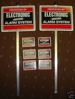 HOME SECURITY SYSTEM ALARM YARD SIGNS & STAKES & 6 FREE ALARM WINDOW 