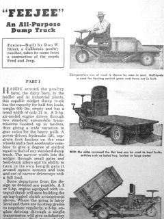 You can build a FEEJEE dump truck for your farm. plans