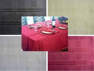 WOVEN JACQUARD TABLECLOTH CREAM black RED various ROUND square 