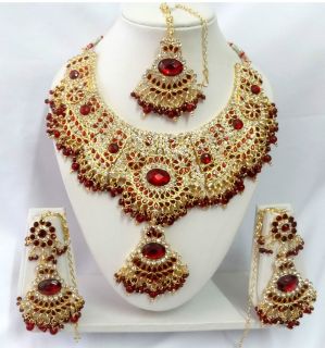   Bollywood Style Kundan Diamante Necklace Set Fashion Jewelry ECL T9004