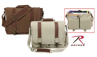 New Vintage Cotton Canvas Pathfinder Laptop Messenger Bag w/ Leather 