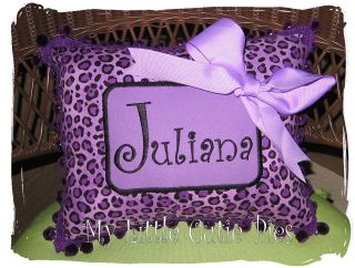   Monogram Purple Black Leopard Personalized Girls Name Pillow Boutique