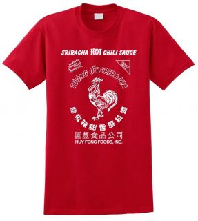 SRIRACHA Hot Sauce T Shirt Funny Spicy Chili Chinese Ramen Fried Rice 
