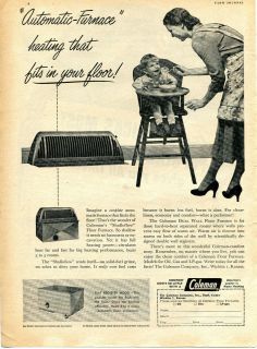 1951 Coleman Shalloflow Dual Wall Floor Furnace Heater Ad