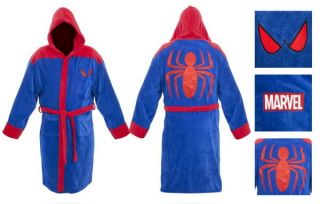   Spider Man Costume Adult Cotton Velour Hooded Toweling Bath Robe NEW