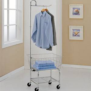 Newly listed Commercial Laundry Cart w/ Basket Hanging Bar & Shelf