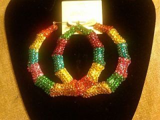 Basketball Wives Bamboo Door Knockers Bright Mix Colors Earring