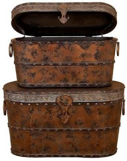   Wooden Rustic Storage Trunks with Metal Finishing, Vintage Hope Chests