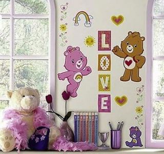 CARE BEARS 24 Removable Wall Decals RAINBOW CHEER LOVE Room Decor 