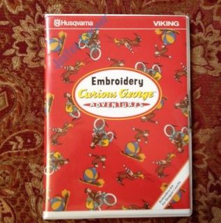 Husqvarna Viking Curious George Embroidery Disk for Designer 1 and Pc