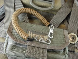 tad Coyote Brown Paracord coiled lanyard 4 gear bags