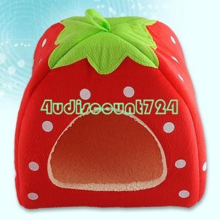   STRAWBERRY FOLDABLE CAT DOG PET HOUSE HOME BED KENNEL WARM BASKET