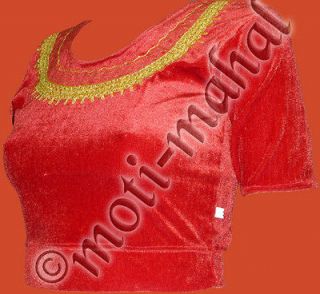 Sari Top   Choli   Blouse   T.Shirt / Size 32   42 / Fire   Red 