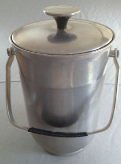 Vintage Ice Bucket Italian Made Brushed Aluminum Barware Bottle Cooler 