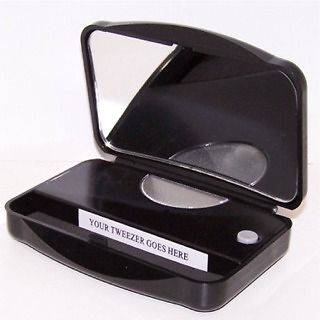 LED Lighted 10X Mirror Compact with Tweezer Compartment FL 10LTCP Q