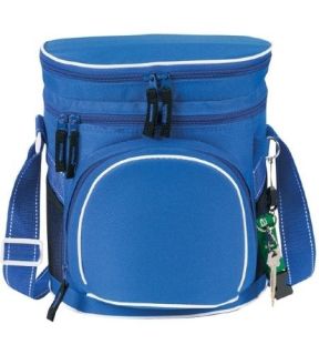 INSULATED COOLER LUNCH BAG POCKETS SHOULDER STRAP DOUBLE COMPARTMENT