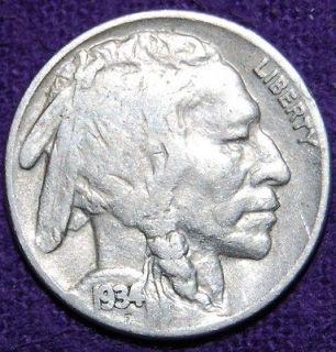 1934 INDIAN HEAD BUFFALO NICKEL   VERY NICE OLD U.S. COIN   NATIVE 