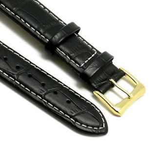   /White Genuine Leather Watch Strap Band Gold Buckle Fits Rolex Omega