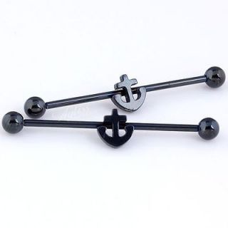   Stainless Steel Anchor Long Industrial Barbell Ear Ring Piercing Punk