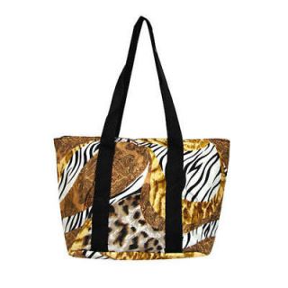 INSULATED ANIMAL PRINT LUNCH BAG TOTE BLACK BROWN NEW