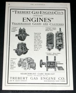 1905 OLD MAGAZINE PRINT AD, TREBERT GAS ENGINE CO, 2 CYL ENGINES 