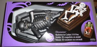 Wilton 3 D Skeleton in Casket Halloween goth Cake Pan grateful day of 