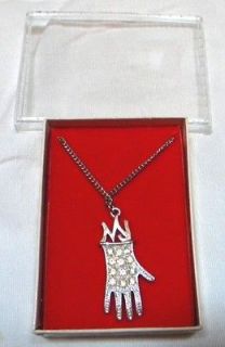   Michael Jackson 1980s Glove Necklace with MJ Initials & Chain MIB