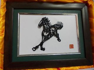 Vintage Chinese Traditional Iron Metal Pictures horse ornaments crafts 