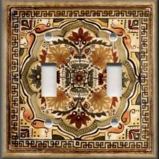 Light Switch Plate Cover   Italian Tile Pattern   Foglia   Warm Tones
