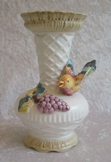 Vtg Italy Italian Capodimonte Crown N Pottery 10 Vase w/ Grapes 