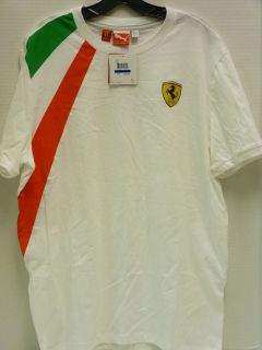   Puma Scuderia Ferrari Tee T Shirt White Size XL W/ Italy Colors WOW