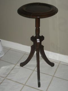 Antique Candle Plant Primitive Family Table Walnut or Mahogany Wood 
