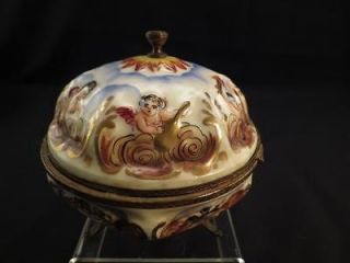 Antique Capodimonte Porcelain Jewelry Vanity Box~OLD MARK & MADE IN 