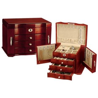 New Handcrafted Wooden Jewelry Box Armoire Chest Necklace Case Locking 