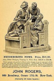 1885 Ad John Rogers Neighboring Pews Church Pricing NY   ORIGINAL 