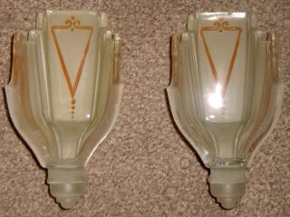   1920s 1930s Art Deco Replacement Wall Sconce Slip Shades Pair