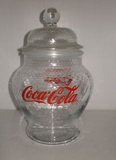 Coca Cola Clear Glass Ginger Jar with Decorative Lid