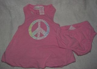 AMY COE BABY GIRL 6 9 MONTHS PEACE 2PC OUTFIT DRESS WITH BLOOMERS FREE 