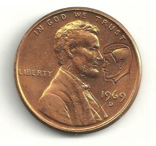 HIGH GRADE BU PENNY 1969 D KENNEDY  LINCOLN CENT NOVELTY COIN