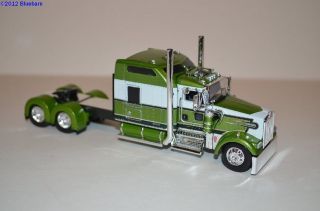 DCP White and Green Kenworth W900L Studio Sleeper Semi Truck T 1/64 