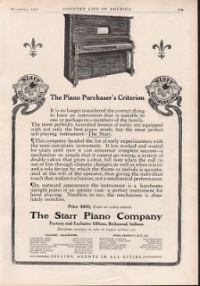 FP 1907 STARR PIANO UPRIGHT KEYBOARD MUSIC INSTRUMENT AD