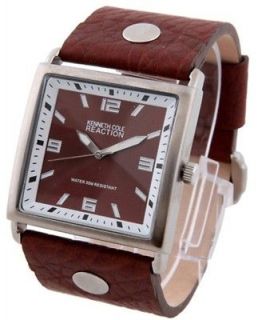 MENS KENNETH COLE REACTION LEATHER WIDE BAND NEW WATCH RK1104