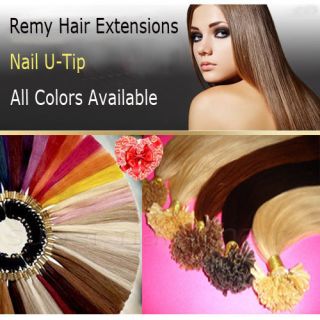   Nail U Tip Remy Human Natural Hair Extensions Straight All Color