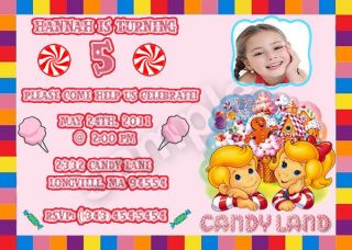 Candyland Candy Birthday Party Photo Custom Invitation