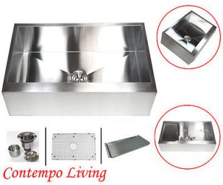 Newly listed 36 Stainless Steel Flat Apron Kitchen Farm Sink Combo