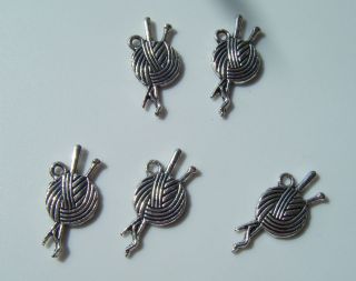 KNITTING WOOL/needles antique silver pewter tibetan charms jewellery 