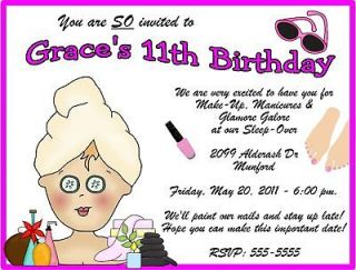 Spa or Sleep Over Birthday Party Invitation Girls