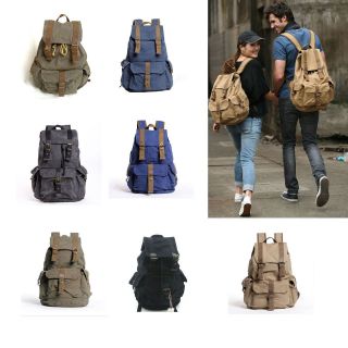 Vintage Couple bag Canvas Rucksack shoulder bag backpack leather trim 