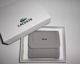 LACOSTE Women NWT Gray Wallet Trifold Coin Bill Credit Card PVC NEW IN 