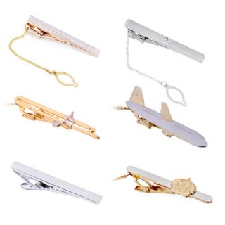 New Multiple Style Tie Clips Clip Clasps Gold Silver Mens Suit Dress 